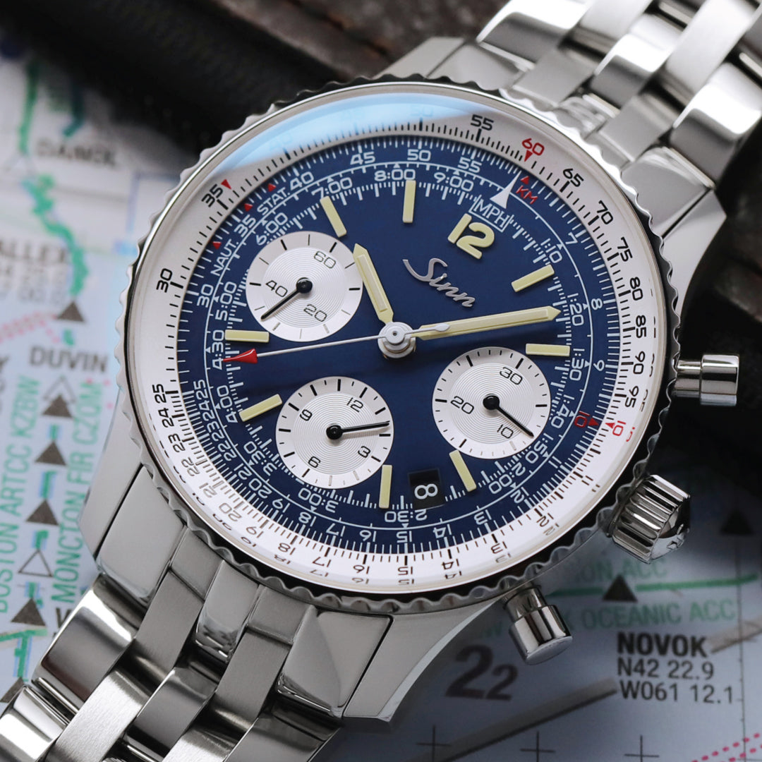 Shop luxury SINN 903 ST Be II | pilot watch with slide rule bezel-white dial-black dial-stainless steel.