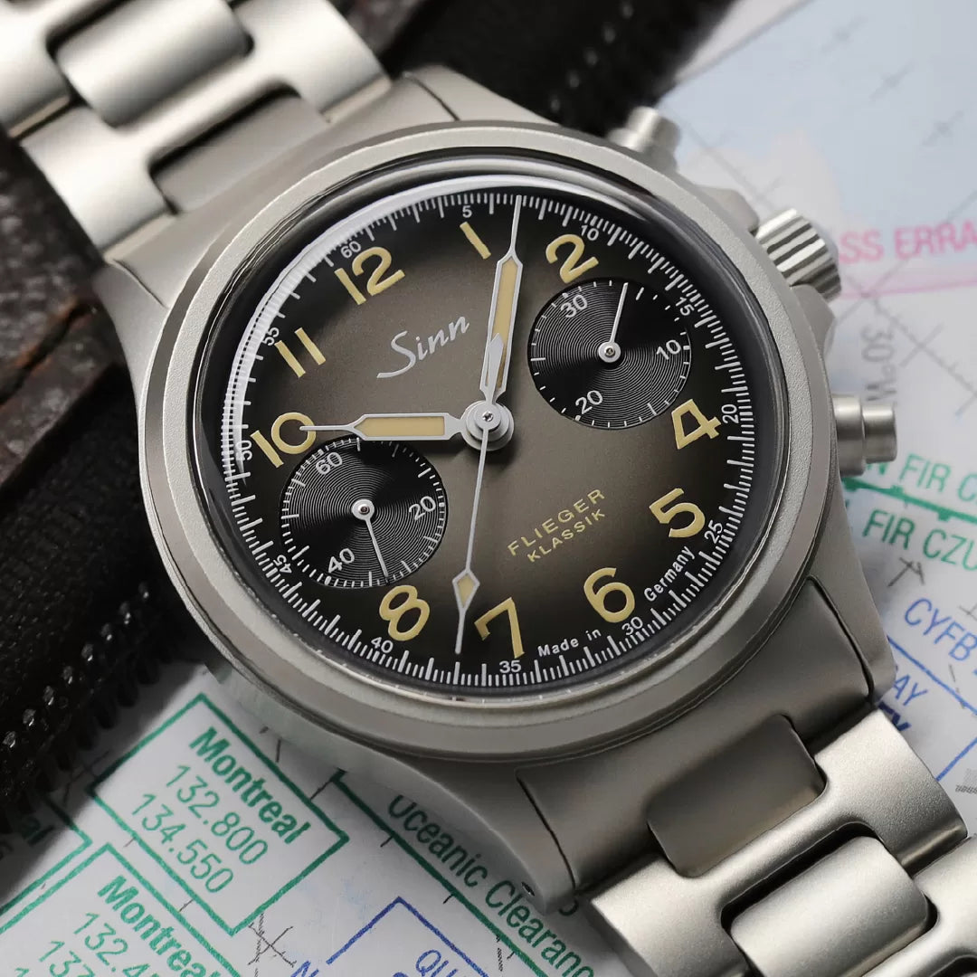 Buy Sinn 356 Pilot Classic AS E Automatic Watch - 38.5mm Stainless Steel Case with Black/Brown Dial