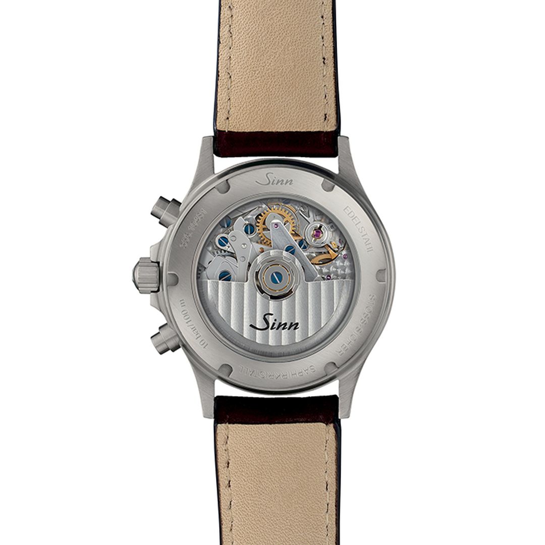 Close-up of Sinn 356 SA Pilot III Watch Dial - Silver with Arabic Numerals - Available for Purchase Back View