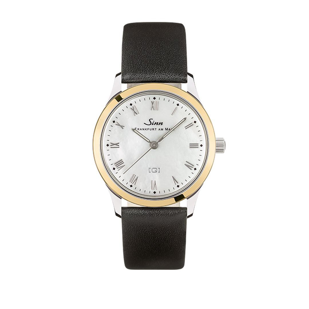 Sinn 434 ST GG Mother-of-Pearl W Watch Side View - Gold and Stainless Steel Case | Black Leather Strap