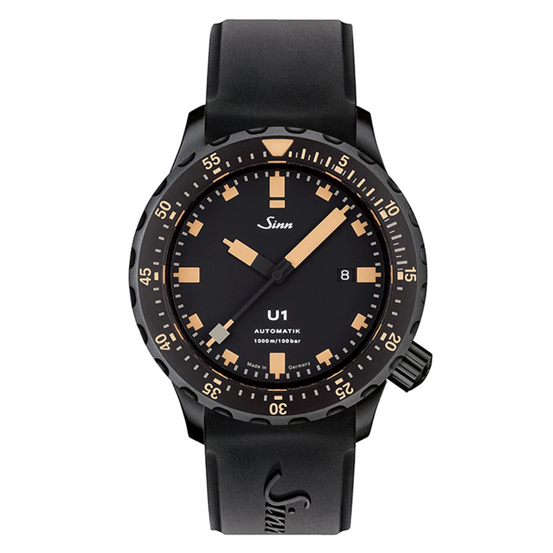 gold| silicon strap | black strap | sinn u1 se | waterproof engineering, professional-grade seal