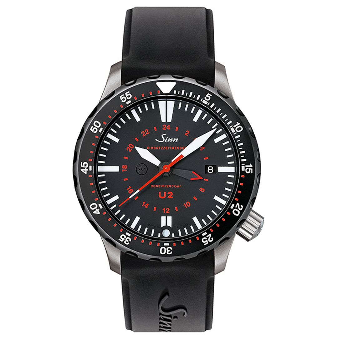 Buy Sinn U2 SDR Tegimented Watch - 44mm Hardened Steel Case and Black Dial | Black | Silicon | Buy now!