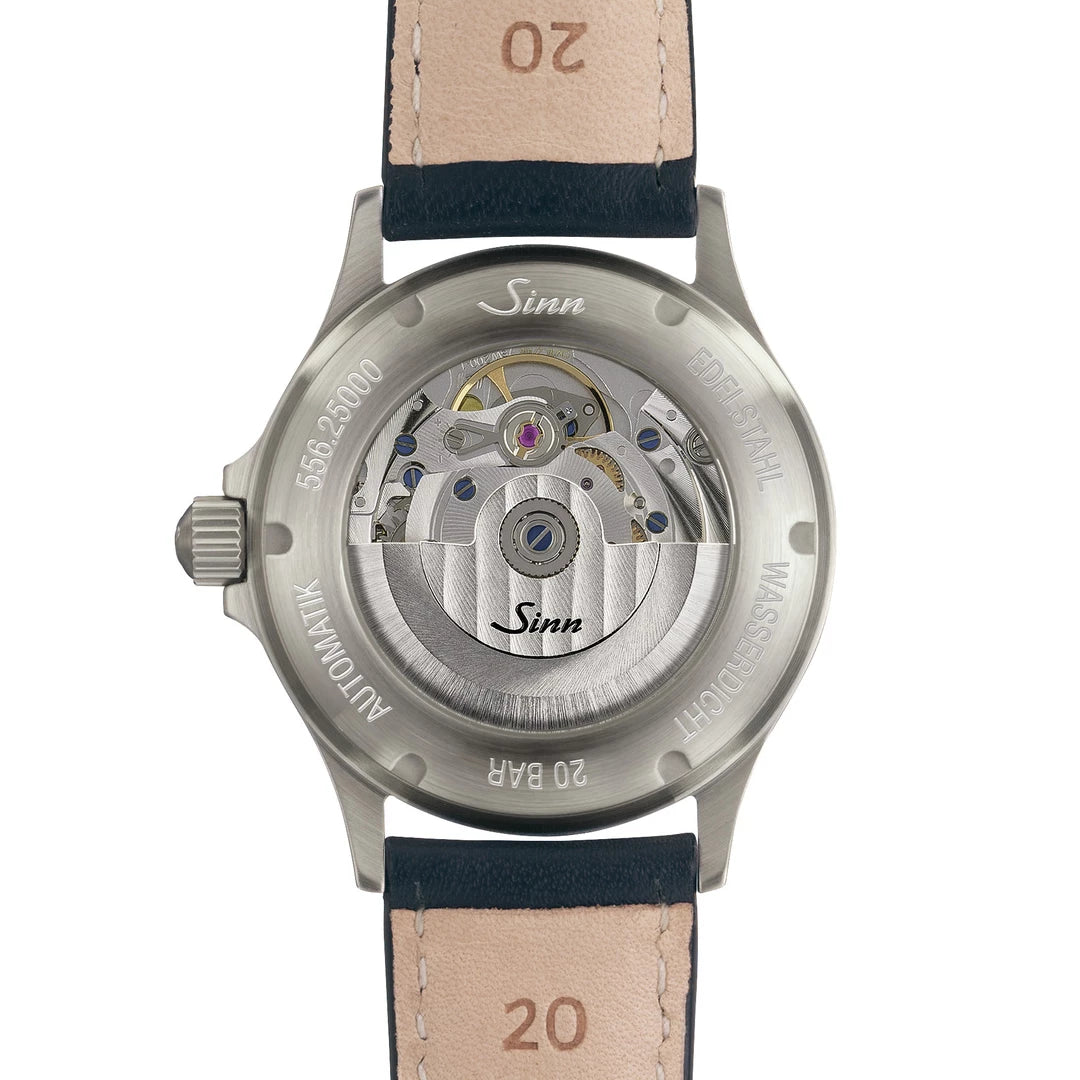 Shop Sinn 556 I Watch, automatic ETA 2824-2 movement, 25 jewels, luxury watch | BACK VIEW | LEATHER STRAP