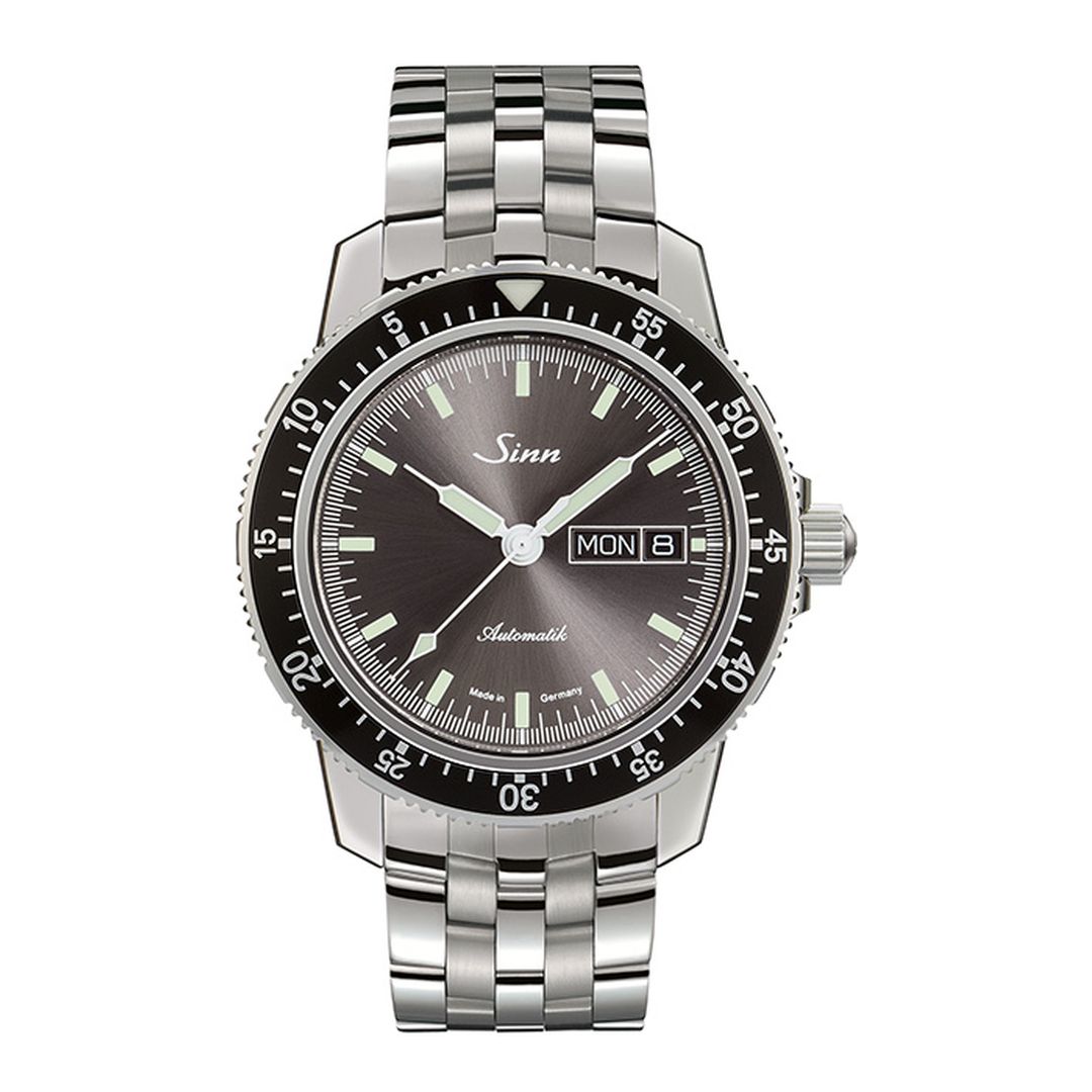 Order Today – Sinn 104 St Sa I A Watch Grey Dial Close-Up | Grey dial watch, minimalist design, aviation watch.