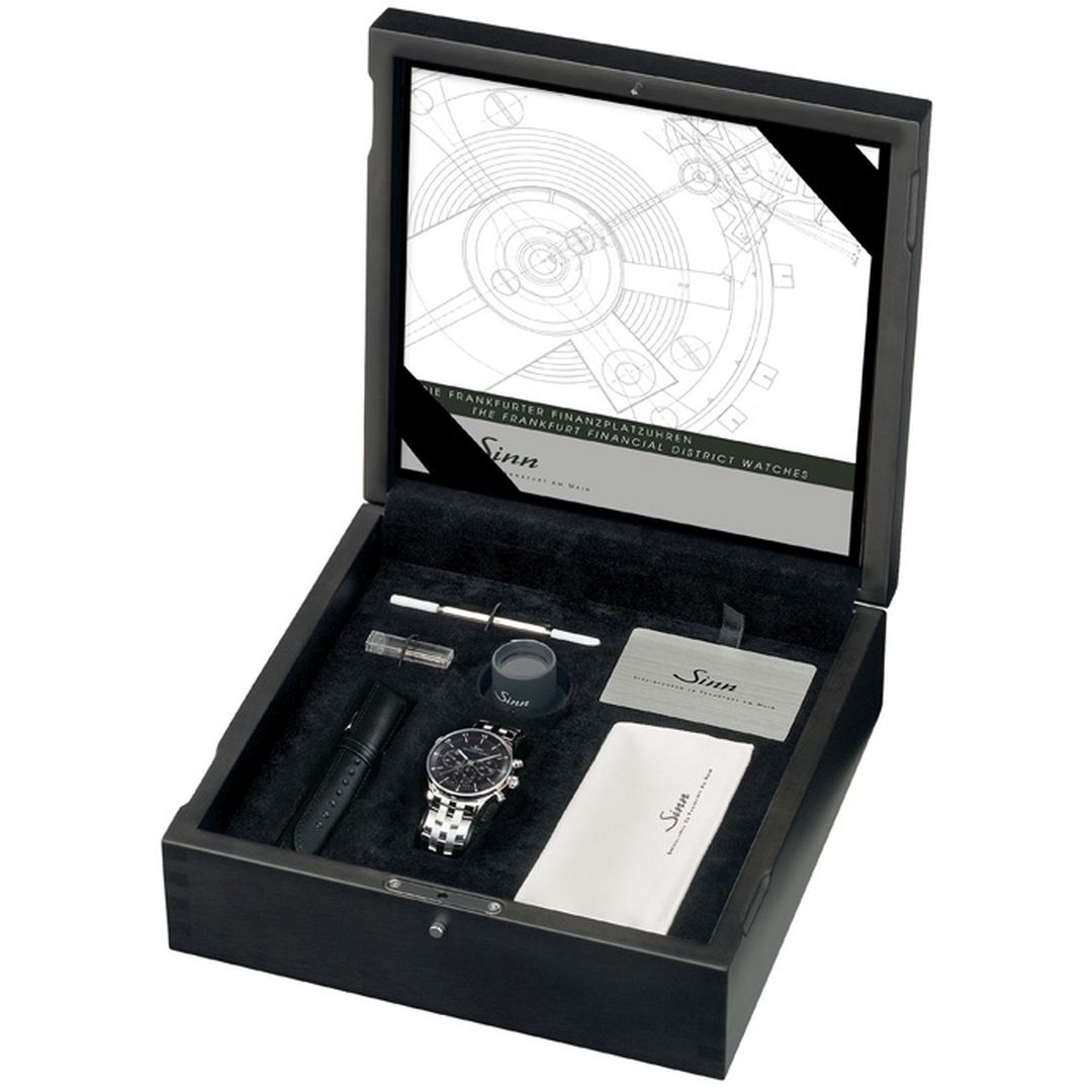 Boxed SINN 6099 timepiece, including leather strap, fine link bracelet, and packaging | Buy online today