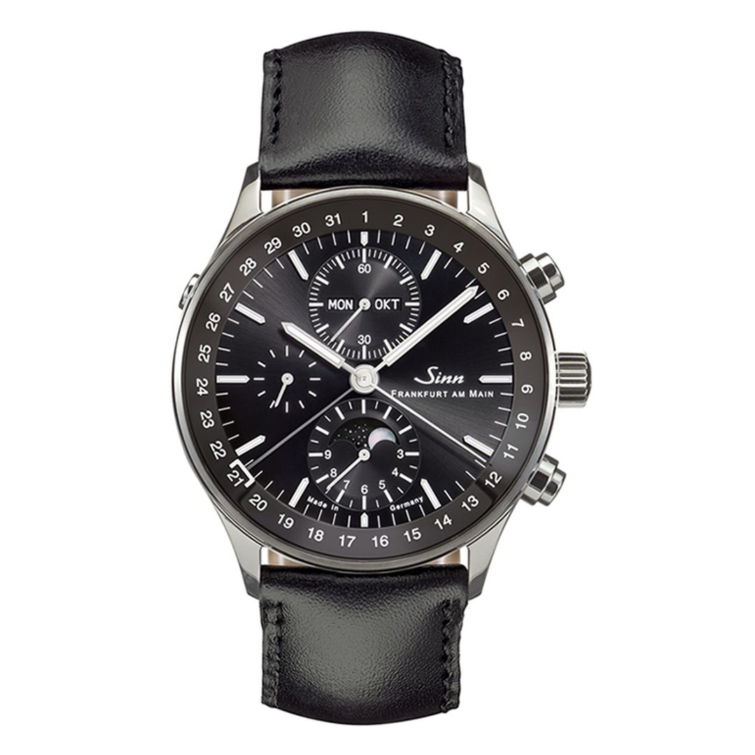 Buy SINN Frankfurt Finance 6012 Watch – Collector’s Edition Moon Phase Timepiece | Black Leather Strap