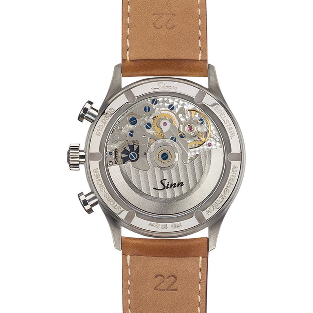 Close-up of SINN 910 SRS dial showcasing split-seconds function| Navigation Timepiece