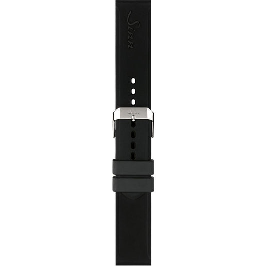 Watch band for Sinn Silicone strap, black, pin buckle, 20mm