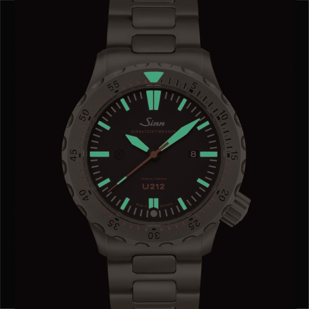 SINN U212 (EZM 16) is a dive chronograph, a professional dive watch with exceptional water resistance. It features a 47mm stainless steel case with a black dial, stainless steel bezel, and N/A band. The U212 is a high grade Swiss Movement automatic watch with 100 ATM water resistance.