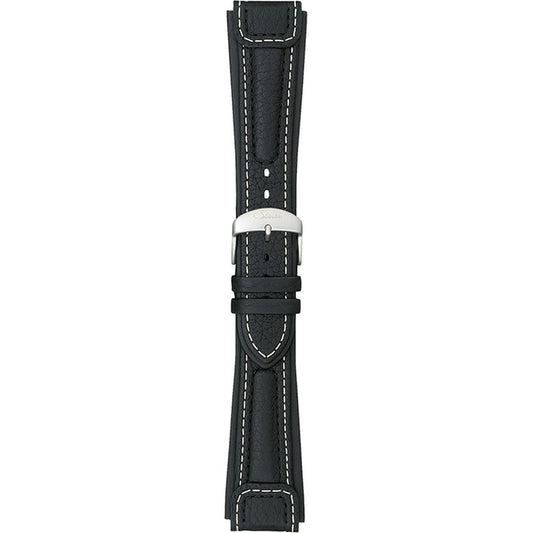 Watch band for Sinn “Chronissimo” cow hide band, black, white stitching, case integration, 20mm