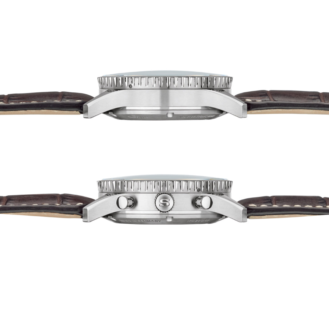 Side view SINN 903 ST BE II | Purchase SINN 903 St BE II with brown leather strap