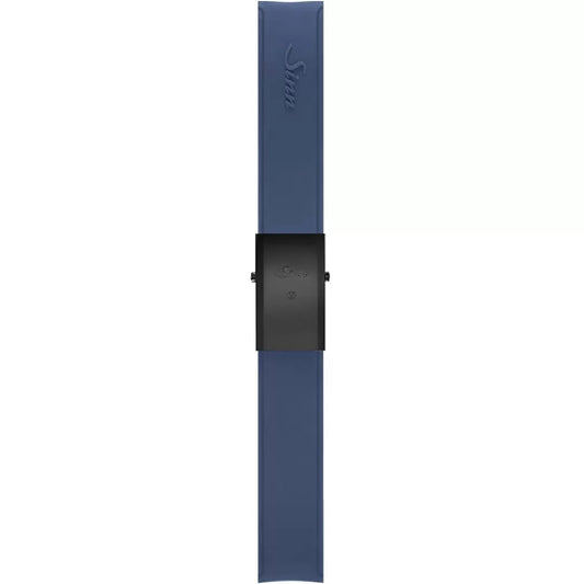 Watch band for Sinn Silicone strap, blue, Tegiment black steel deployment clasp, 20mm