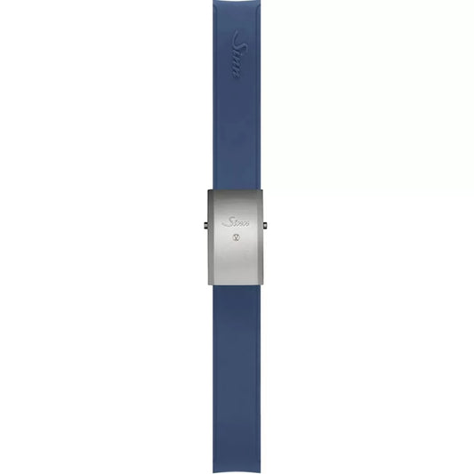 Watch band for Sinn Silicone strap, blue, Tegiment steel deployment clasp, 20mm