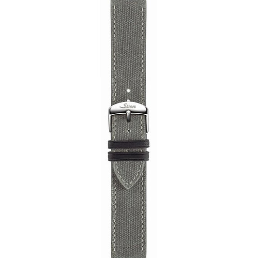 Watch band for Sinn Canvas leather, grey, 22mm