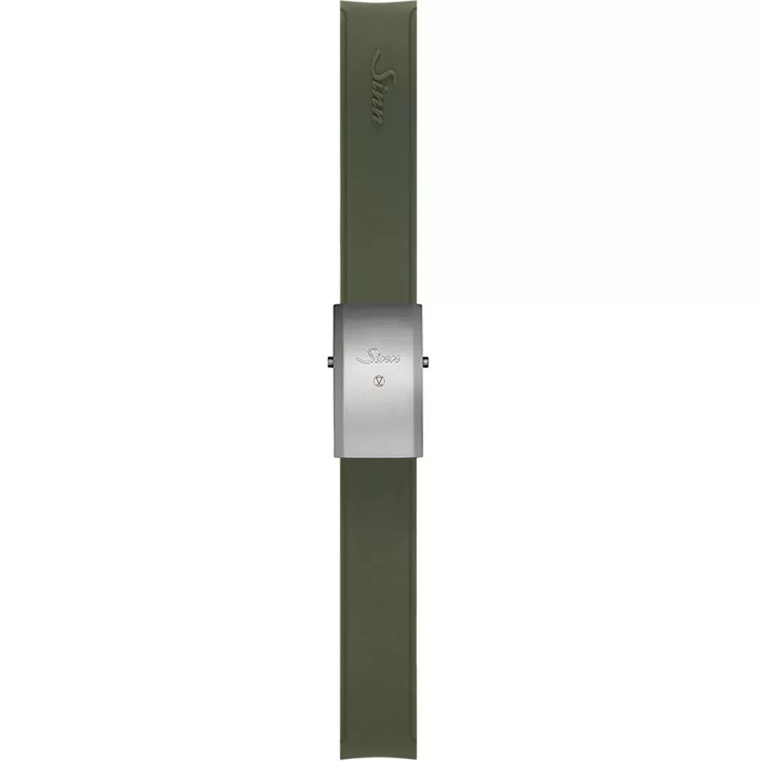 Watch band for Sinn Silicone strap, green, Tegiment steel deployment clasp, 22mm