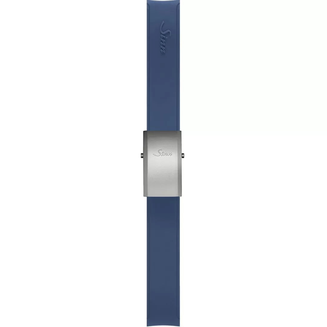 Watch band for Sinn Silicone strap, blue, Titanium deployment clasp, 20mm