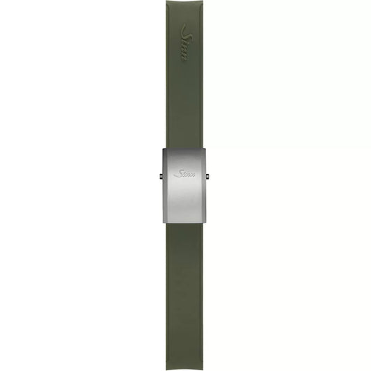 Watch band for Sinn Silicone strap, green, steel deployment clasp, 22mm