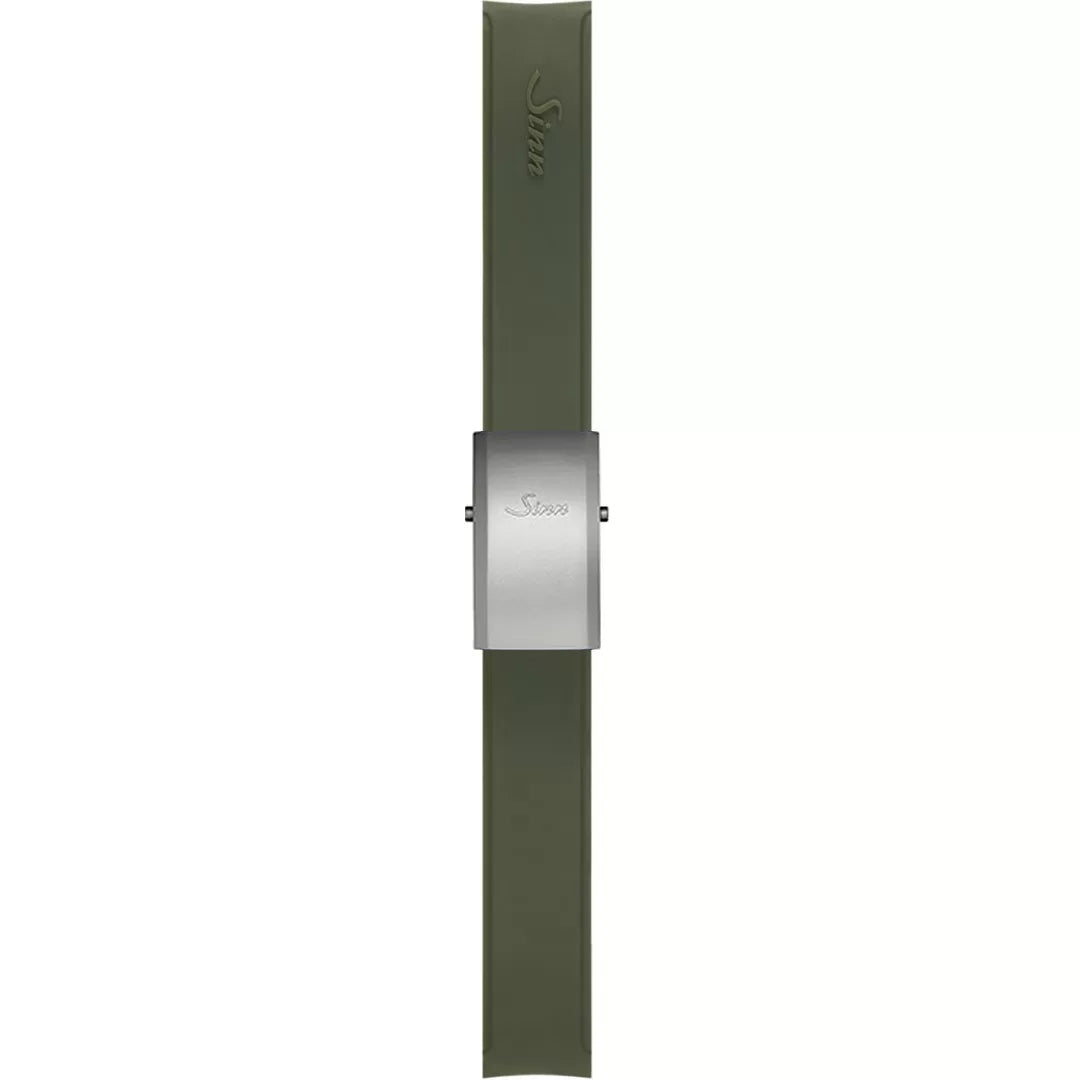 Watch band for Sinn Silicone strap, green, Titanium deployment clasp, 22mm