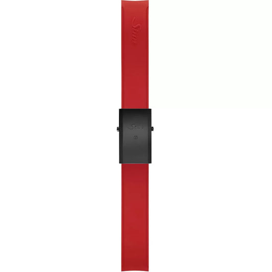 Watch band for Sinn Silicone strap, red, Tegiment black steel deployment clasp, 20mm