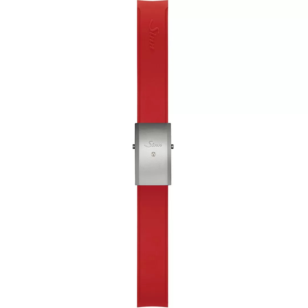 Watch band for Sinn Silicone strap, red, Tegiment steel deployment clasp, 20mm