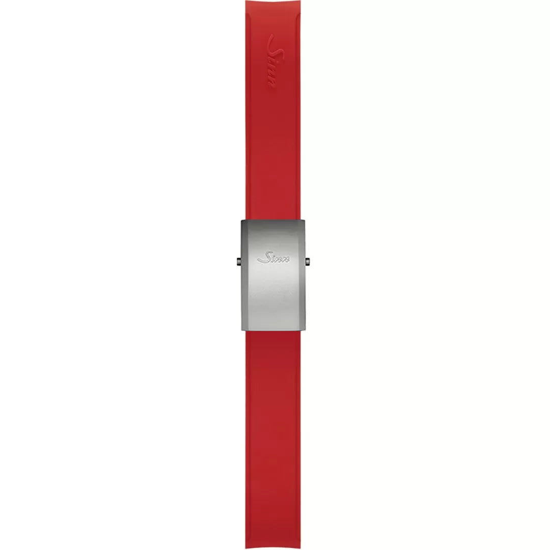 Watch band for Sinn Silicone strap, red, steel deployment clasp, 20mm