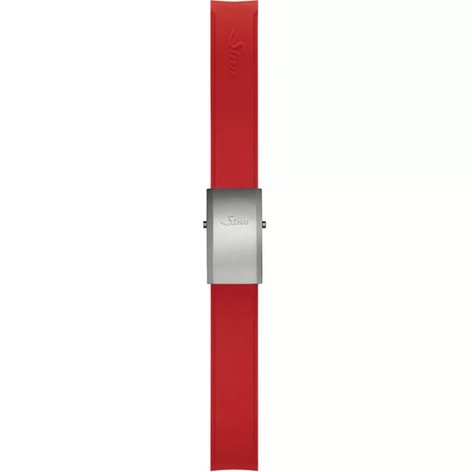 Watch band for Sinn Silicone strap, red, Titanium deployment clasp, 22mm