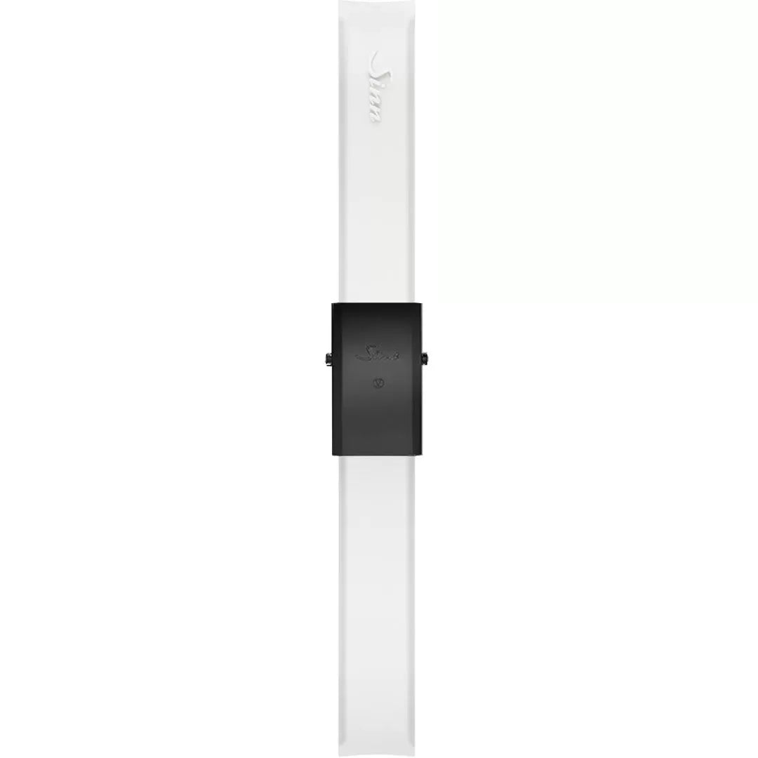 Watch band for Sinn Silicone strap, white, Tegiment black steel deployment clasp, 22mm