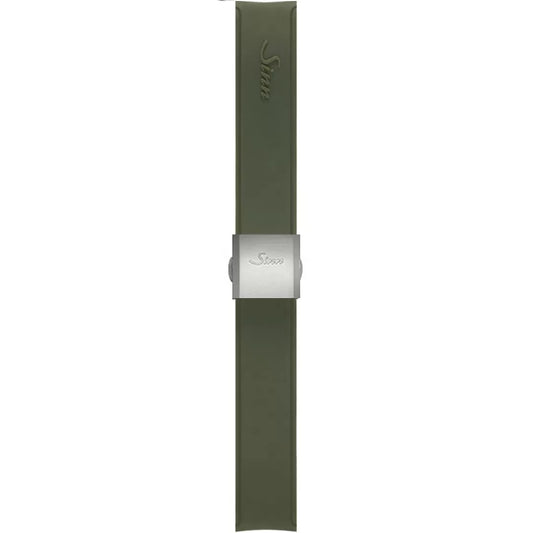 Watch band for Sinn Silicone strap, green, steel butterfly clasp, 22mm