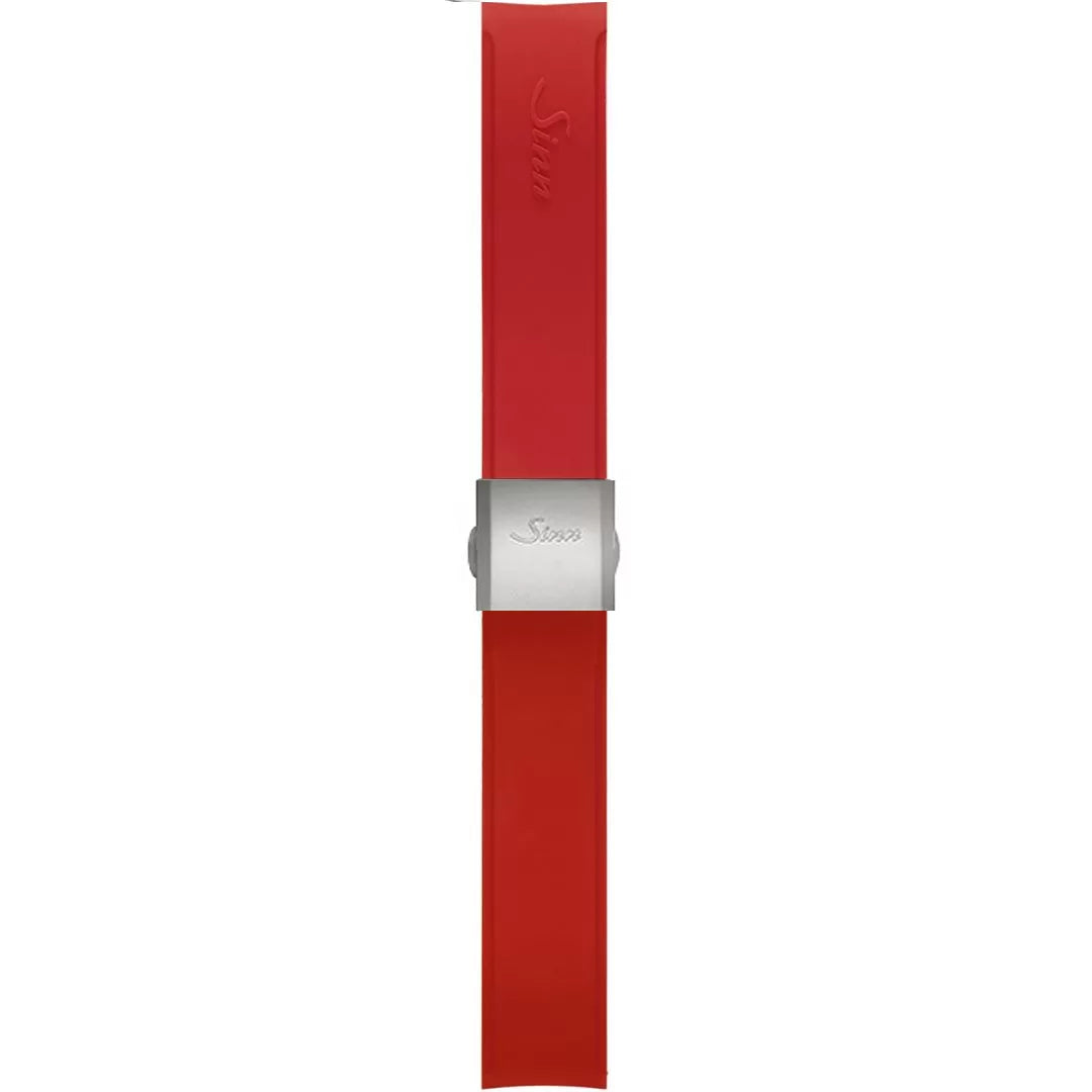 Watch band for Sinn Silicone strap, red, steel butterfly clasp, 20mm