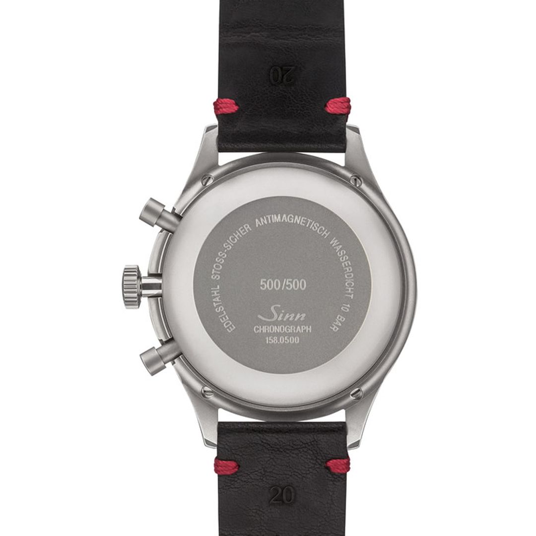 Buy SINN 158 Watch, luxury chronograph, Tegimented steel bezel, SW 510 movement | BACK VIEW