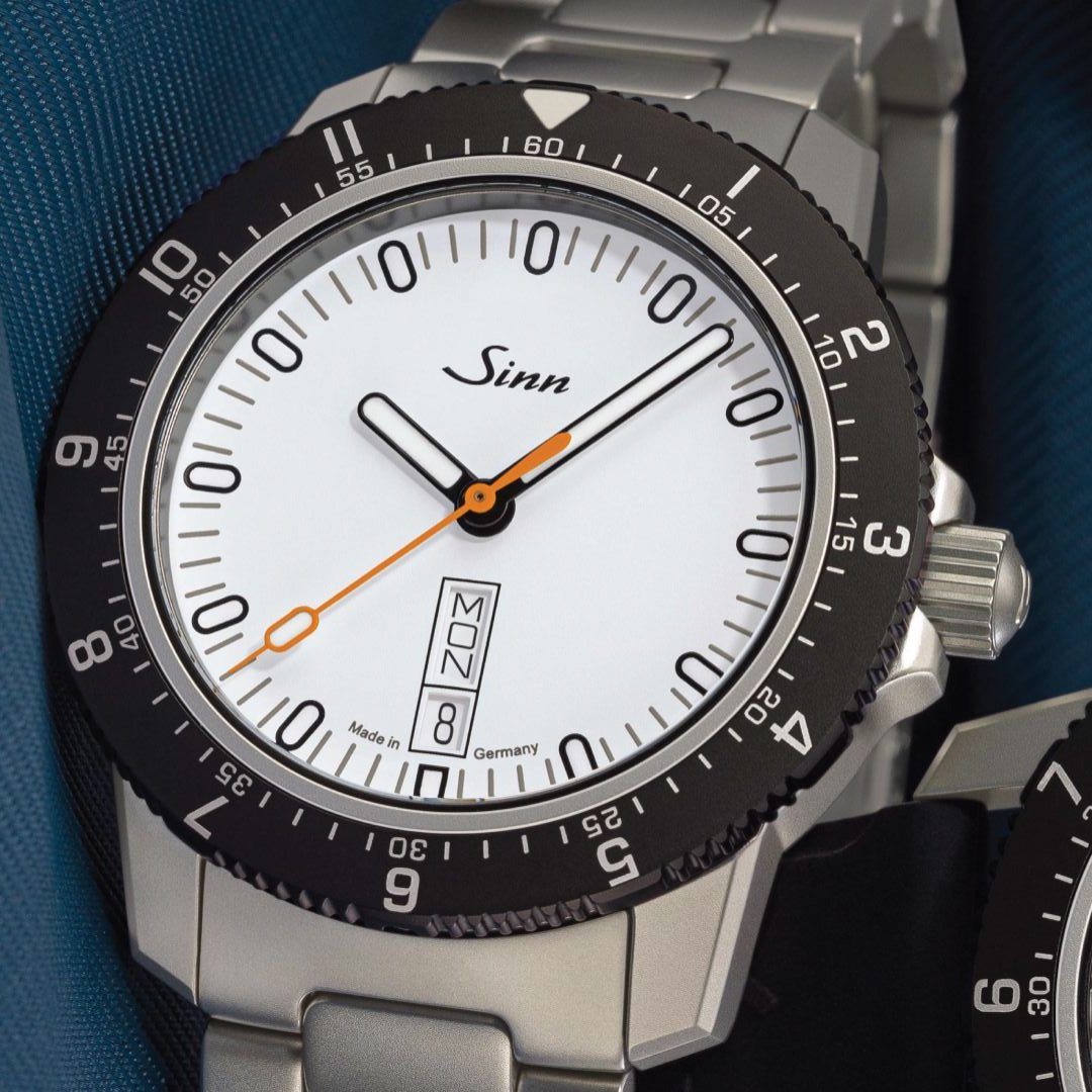 Close-up of Sinn 105 ST SA W Watch Dial - White with Indices - Available for Purchase