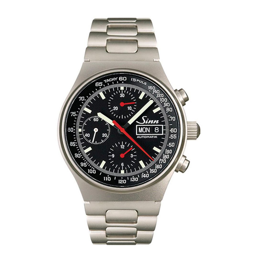 hop the SINN 144 ST SA Watch – a luxury chronograph with a 41mm stainless steel case, black dial, and high-grade Swiss chronograph movement. Features a tachymeter, date display, and 200m water resistance. Order now!