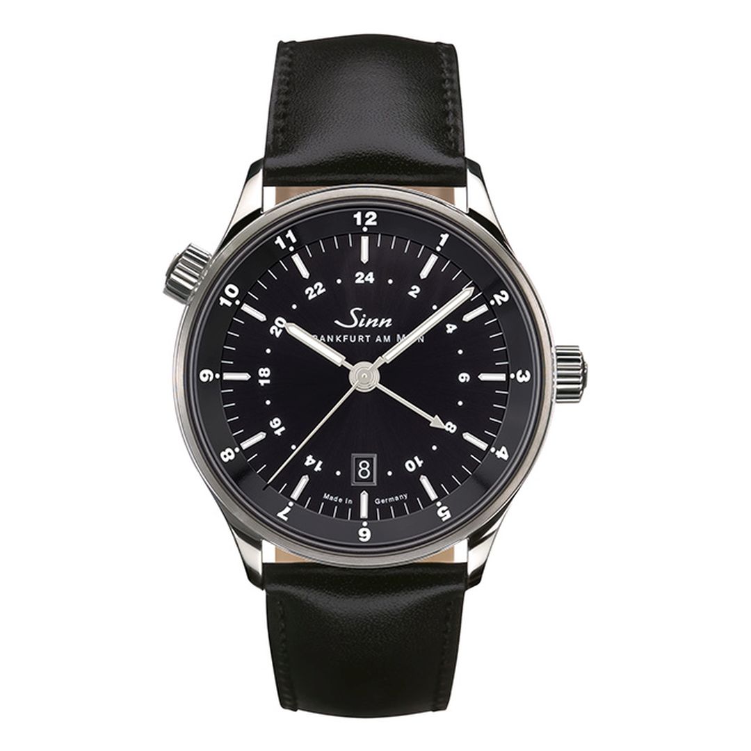 SINN 6096 unisex analog watch with black dial and precision German craftsmanship | BLACK LEATHER STRAP | AUTOMATIC MOVEMENT