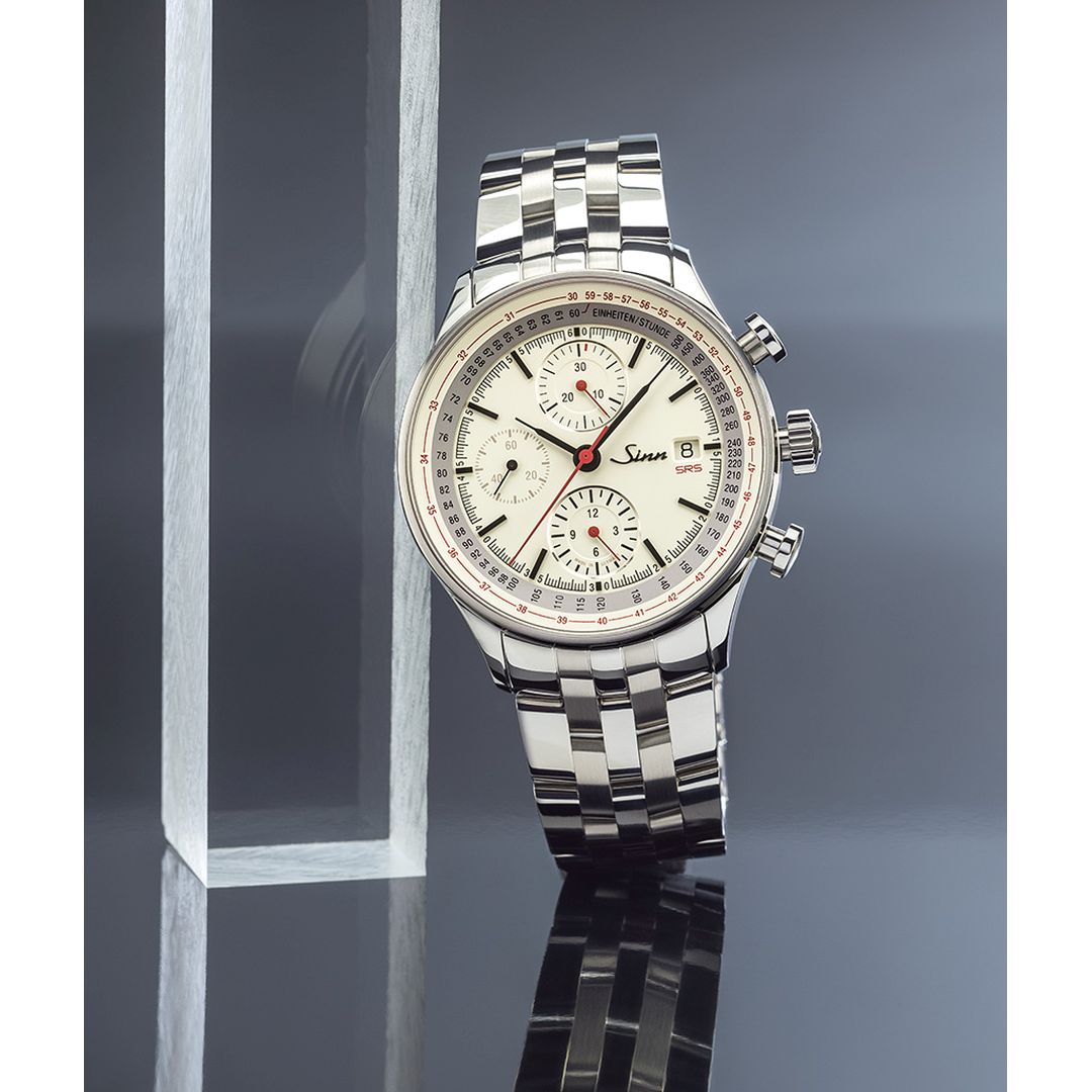Front view of SINN 910 SRS chronograph watch with stainless steel case |Elegace | Buy Now!