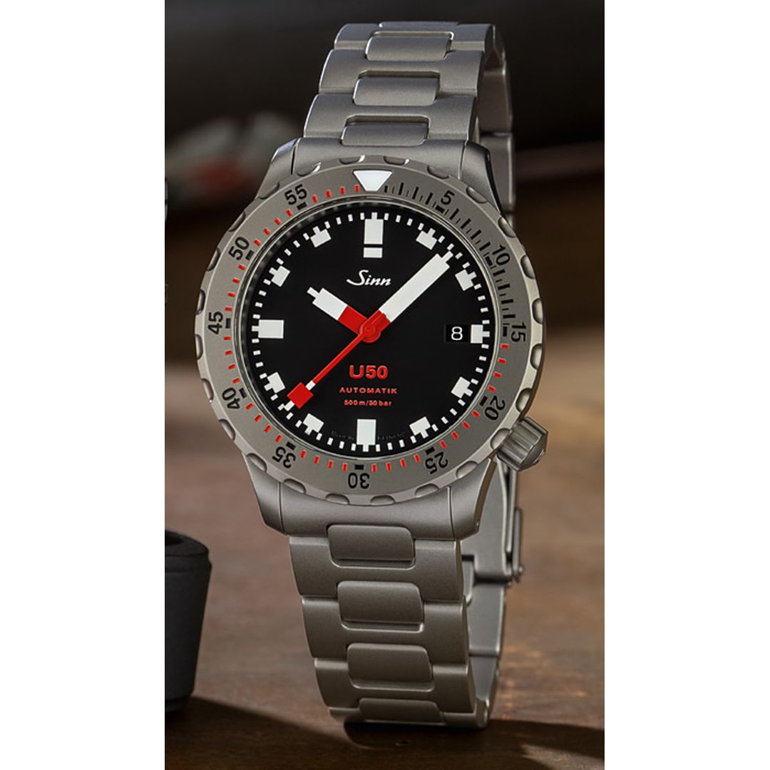 Buy Sinn U50 Watch – 41mm Stainless Steel Case & Black Dial | Compact dive watch, black dial, stainless steel timepiece | buy watch online