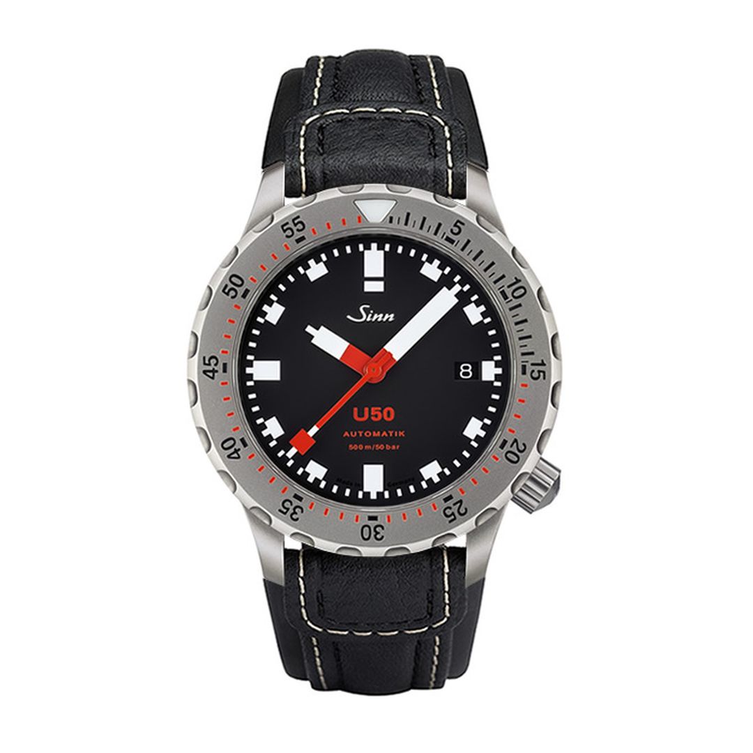 Buy Sinn U50 Watch – 41mm Stainless Steel Case & Black Dial | Compact dive watch, black dial, stainless steel timepiece.