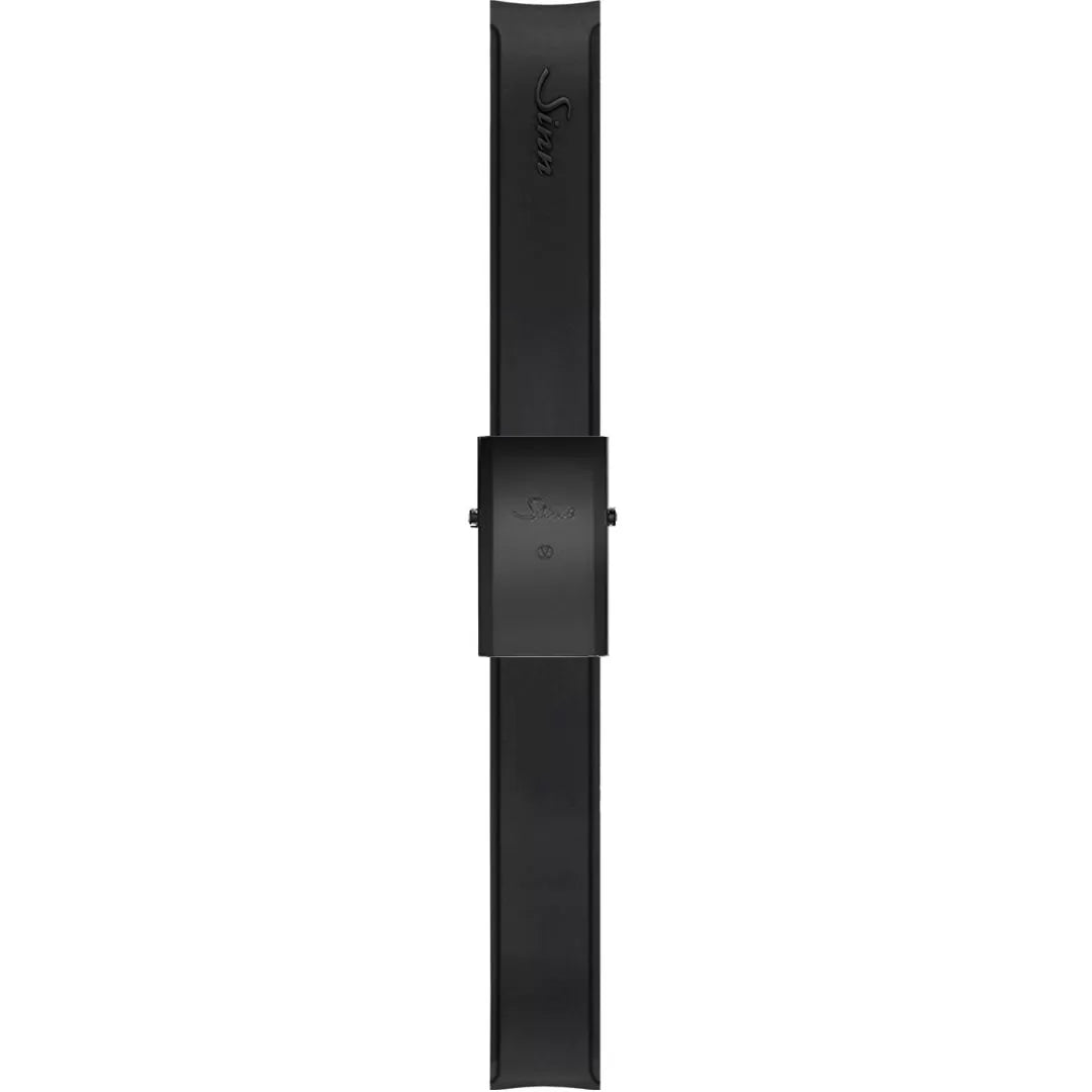 Watch band for Sinn Silicone strap, black, Tegiment black steel deployment clasp, 20mm