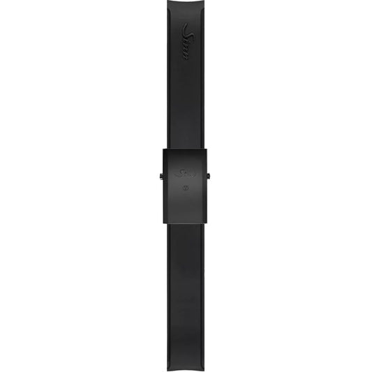 Watch band for Sinn Silicone strap, black, Tegiment black steel deployment clasp, 22mm