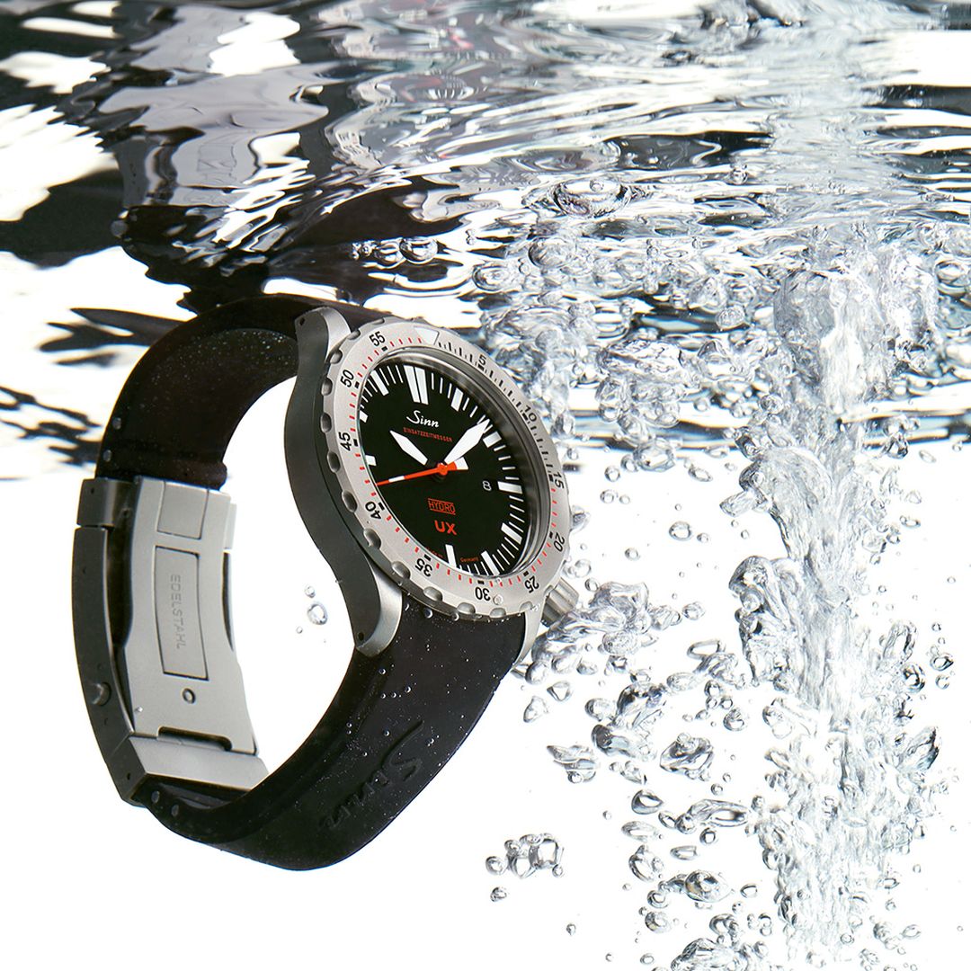 Order Sinn UX Watch, 500ATM water resistance, extreme conditions, luxury timepiece | SINN Under water | water resistance | black silicon strap