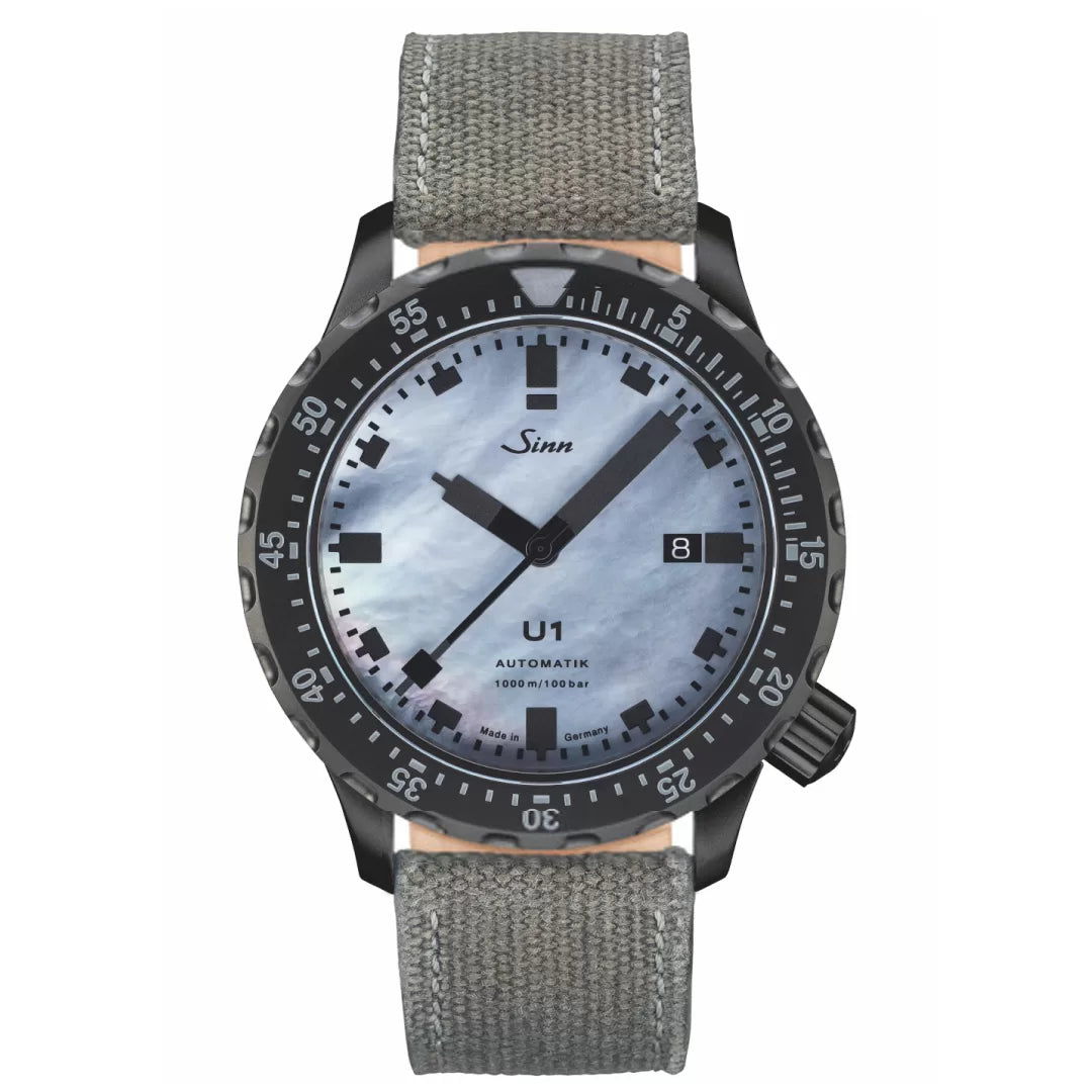 Buy Sinn U1 S Mother-of-Pearl Watch – 44mm Black Tegimented Steel Case | Tegimented steel watch, professional dive watch, scratch-resistant.