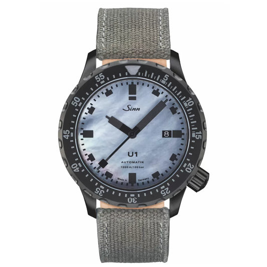 Buy Sinn U1 S Mother-of-Pearl Watch – 44mm Black Tegimented Steel Case | Tegimented steel watch, professional dive watch, scratch-resistant.